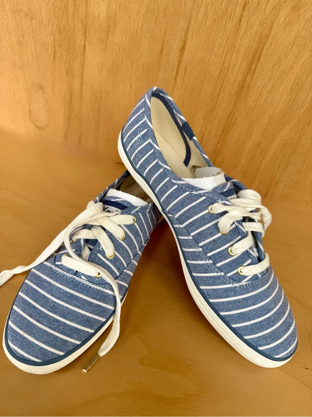 Keds Champion Chambray Breton Stripe Sneakers NIB Size 8 Blue White Nautical